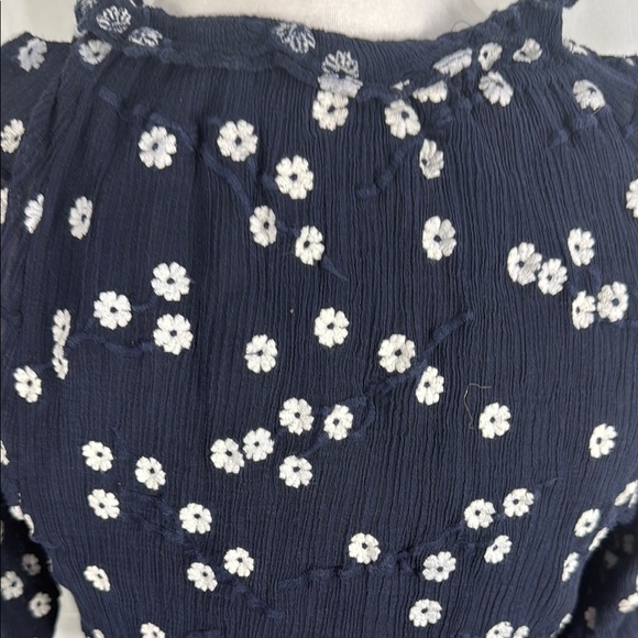 Rebecca Taylor Alessandra Embroidered Ruffle Navy Top Size M - Picture 11 of 11